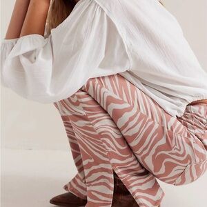 Women's Pink Zebra Print Wide Leg Pants
